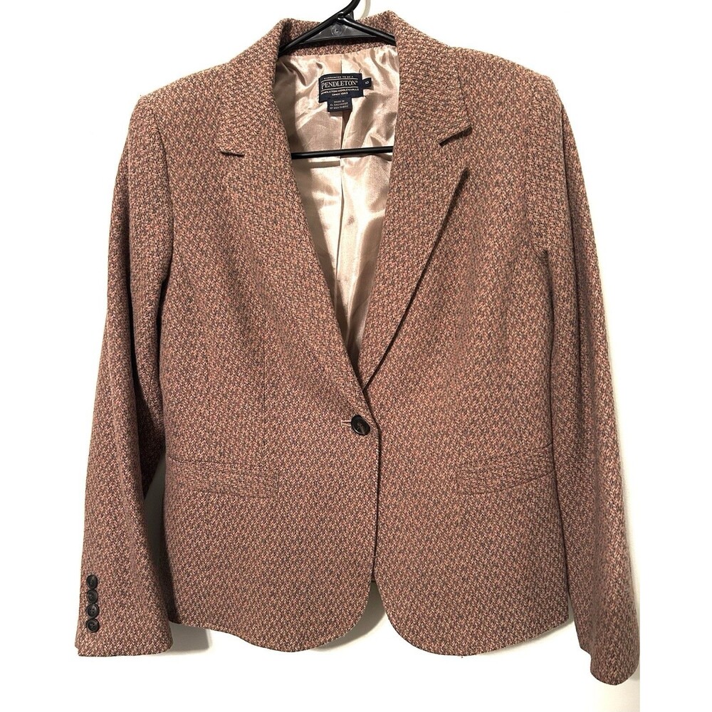 Pendleton Wool Blazer Jacket Women’s 10 Brown Red Tweed Academia Preppy Heritage